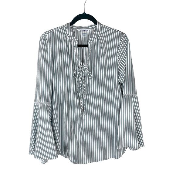 Nygard Women's Top Stripe Black Gray White Long Sleeve Pullover Blouse Size M - Picture 1 of 11